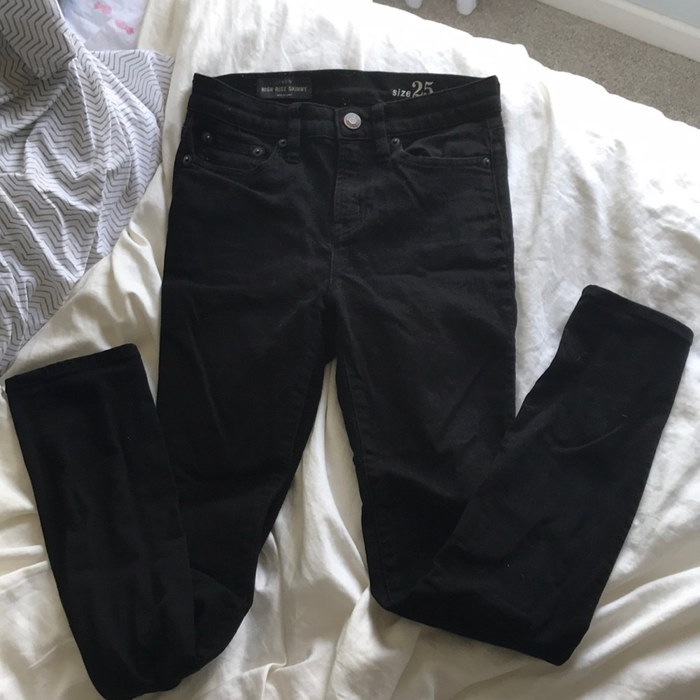 High Rise Skinny J crew black jeans no rips